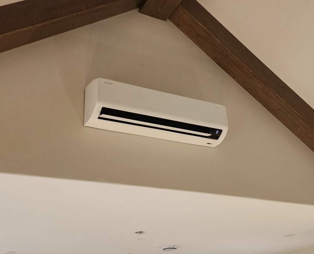 Cathedral ceiling indoor installation